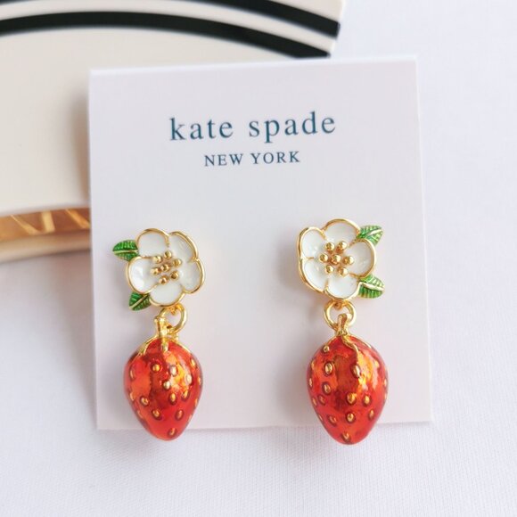 Kate Spade Picnic Perfect Strawberry Red Earrings - Picture 1 of 4